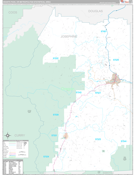 Grants Pass, OR Metro Area Wall Map